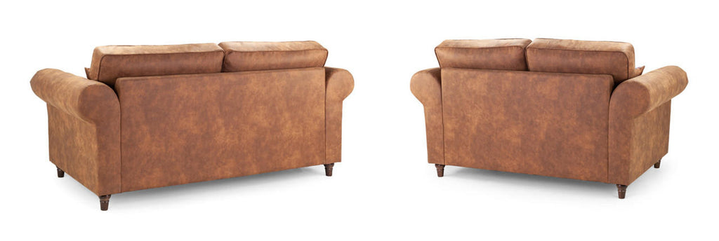 Oakland Sofa - Available in 3, 2, Armchair or 2 Seater Sofa Bed - Colour Options Faux Leather Tan or Charcoal