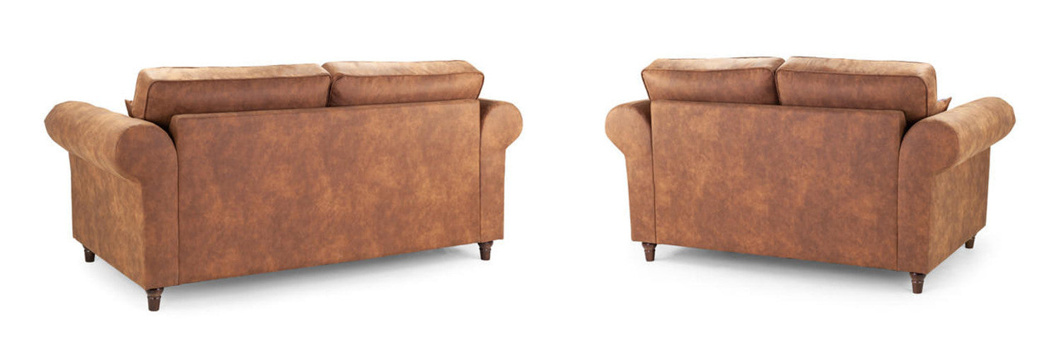 Oakland Sofa - Available in 3, 2, Armchair or 2 Seater Sofa Bed - Colour Options Faux Leather Tan or Charcoal