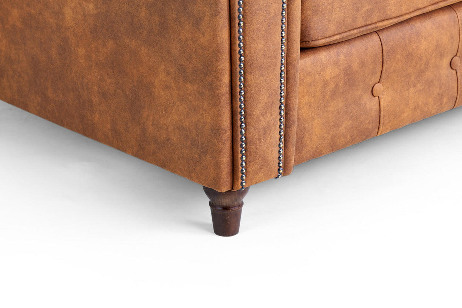 Oakland Sofa - Available in 3, 2, Armchair or 2 Seater Sofa Bed - Colour Options Faux Leather Tan or Charcoal