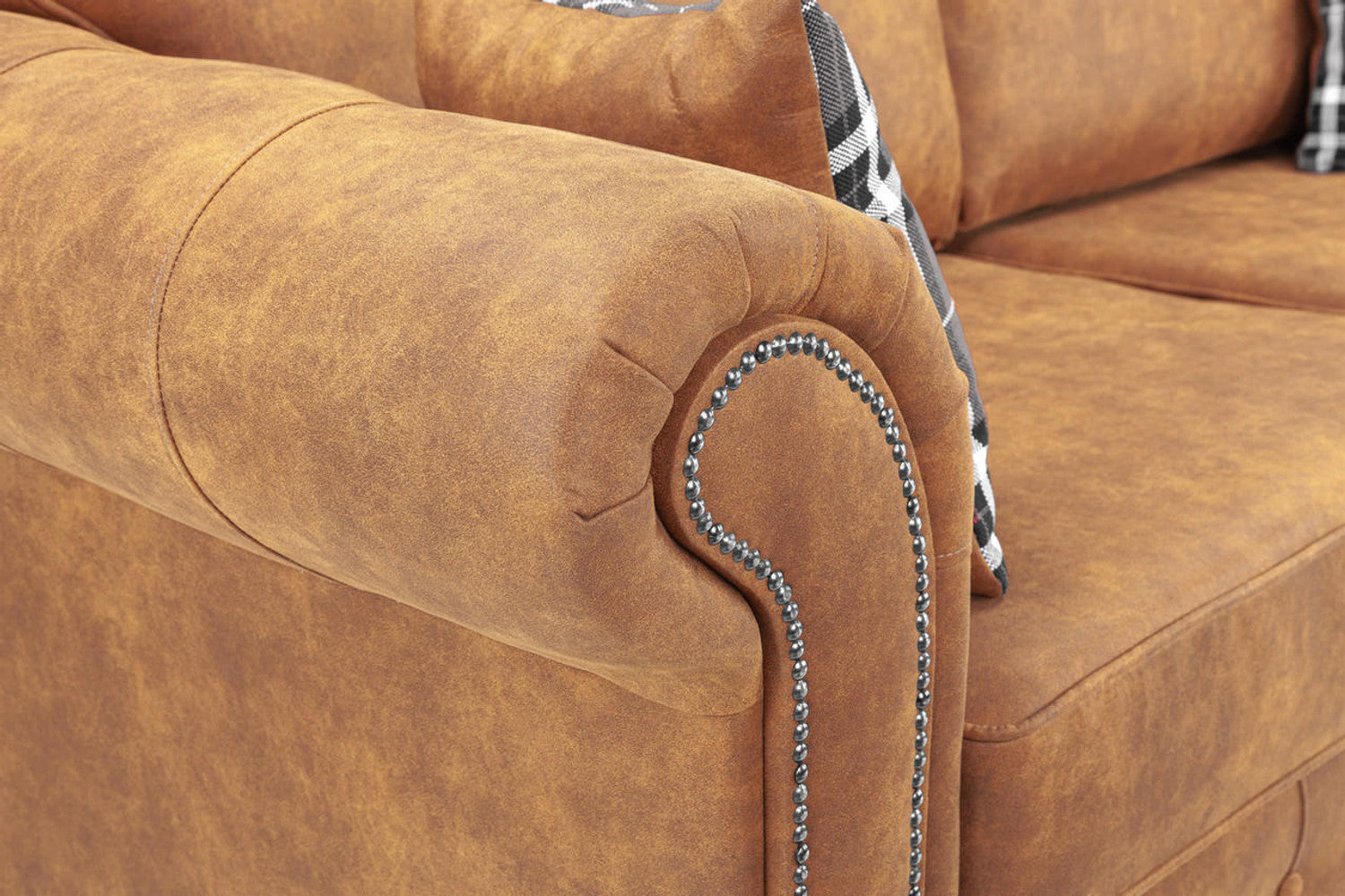 Oakland Sofa - Available in 3, 2, Armchair or 2 Seater Sofa Bed - Colour Options Faux Leather Tan or Charcoal
