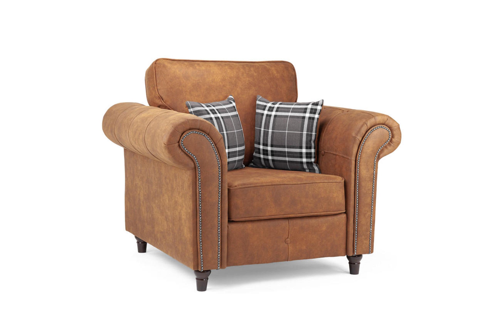 Oakland Sofa - Available in 3, 2, Armchair or 2 Seater Sofa Bed - Colour Options Faux Leather Tan or Charcoal