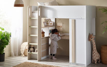 Load image into Gallery viewer, Kids Ocean Highsleeper - Pale Wood &amp; White - Mattress Option
