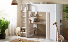 Load image into Gallery viewer, Kids Ocean Highsleeper - Pale Wood &amp; White - Mattress Option
