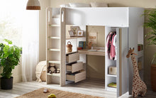 Load image into Gallery viewer, Kids Ocean Highsleeper - Pale Wood &amp; White - Mattress Option
