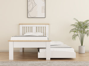 Hendre Wooden Guest/Day Bed - White and Oak, White and Oak, - Laminated- Available in 3Ft Single