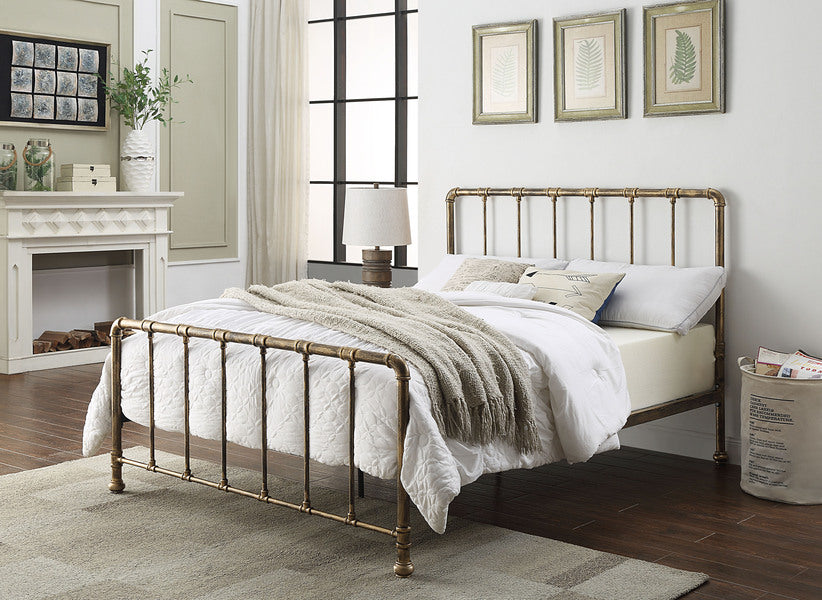 Retro Kinnerton Metal Bed - Double (4'6Ft) & Kingsize (5Ft) - Available in Black or Antique Bronze