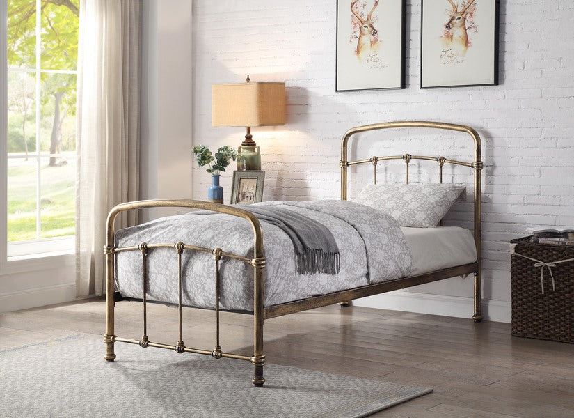 Classic Mostyn Metal Bed - Single, Double & Kingsize Options - Available in Shinning Rose or Antique Bronze