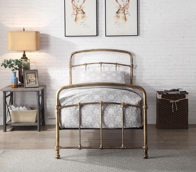 Classic Mostyn Metal Bed - Single, Double & Kingsize Options - Available in Shinning Rose or Antique Bronze
