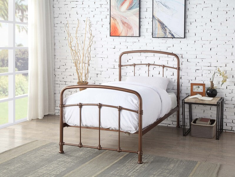 Classic Mostyn Metal Bed - Single, Double & Kingsize Options - Available in Shinning Rose or Antique Bronze