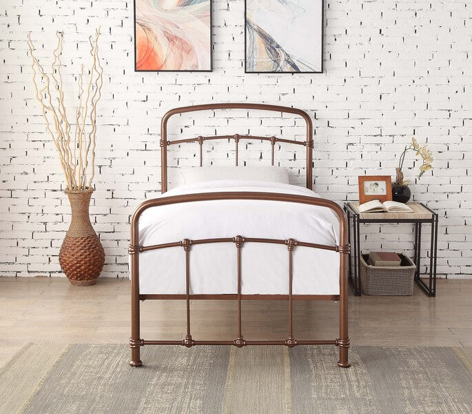 Classic Mostyn Metal Bed - Single, Double & Kingsize Options - Available in Shinning Rose or Antique Bronze