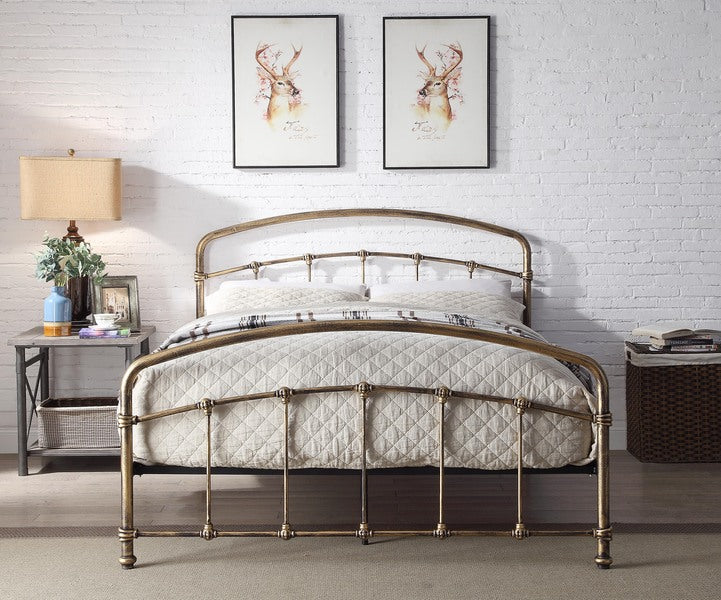 Classic Mostyn Metal Bed - Single, Double & Kingsize Options - Available in Shinning Rose or Antique Bronze