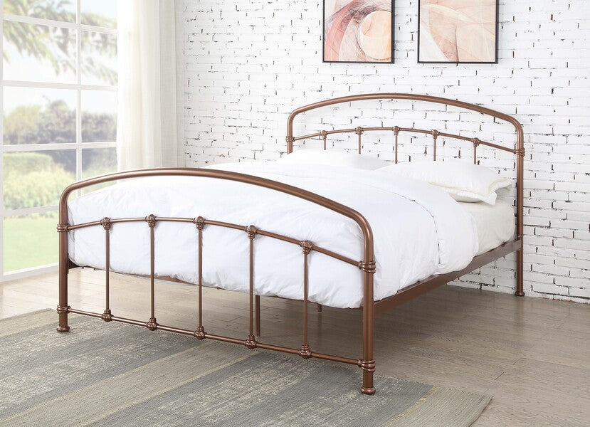 Classic Mostyn Metal Bed - Single, Double & Kingsize Options - Available in Shinning Rose or Antique Bronze