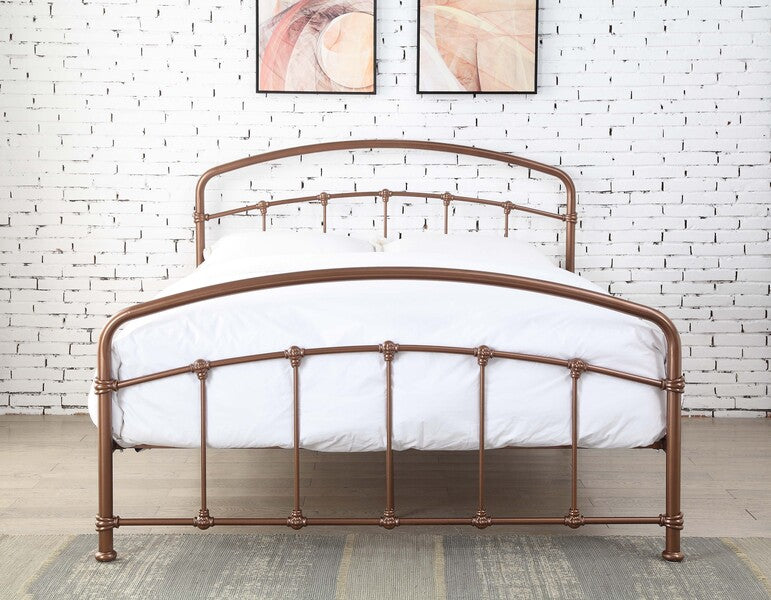 Classic Mostyn Metal Bed - Single, Double & Kingsize Options - Available in Shinning Rose or Antique Bronze
