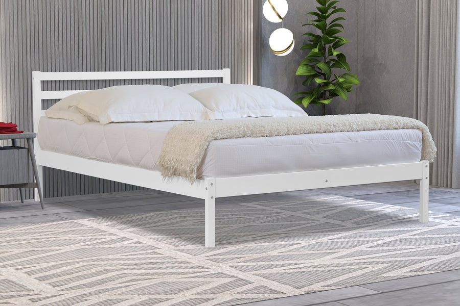Simplistic Maxwell Wooden Bed - White or Oak Colour Options - Available in Single or Double