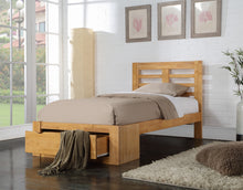 Load image into Gallery viewer, Sophisticated New Bretton Wooden Bed With Drawers - White or Oak Colour Options - Available in Single, Double and Kingsize
