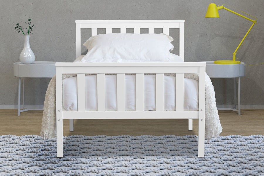 Stylish Marnel Wooden Bed - White, Oak or Grey Colour Options - Available in Single, Small Double, Double and Kingsize