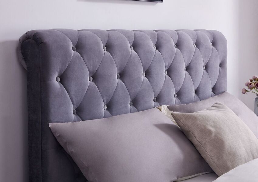 Stylish Whitford Roll Back Storage Bed With Chesterfield Design - Available in Double and Kingsize