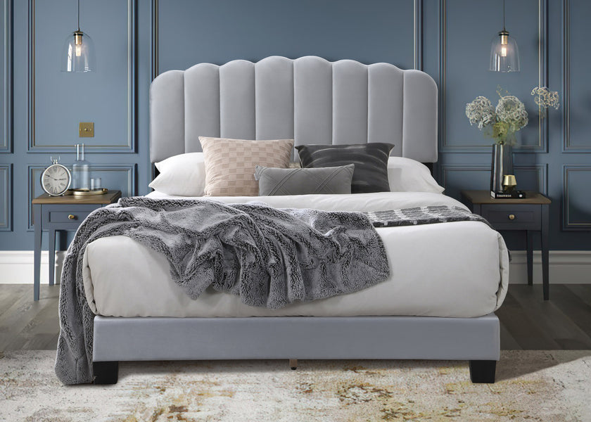 Modern Hope Shell Bed - Grey or Pebble Colour Option - Available in Small Double, Double and Kingsize