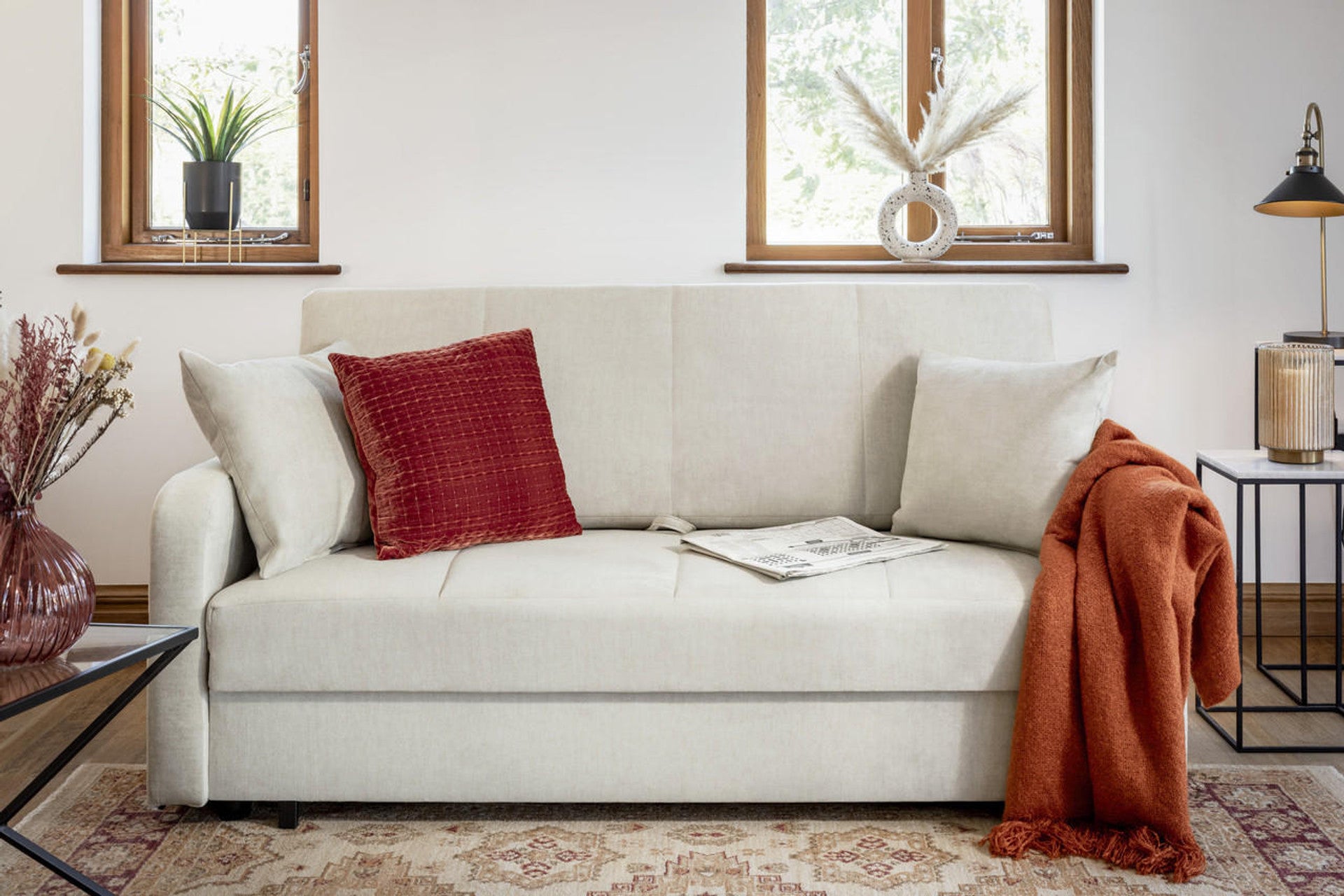 Penelope SofaBed - Colours Beige or Grey - Available in 3 & 2 Seater