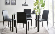 Load image into Gallery viewer, Piero Rectangle Glass Dining Table (120x80cm) With Gold Discs &amp; Black Legs - Available Chair Options
