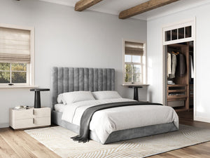 Ripped Everley Fabric Ottoman Bed Grey - Available in Double Or Kingsizes