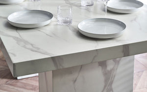 Rome Dining Table Marble Effect - Black or White - Chair Option Available