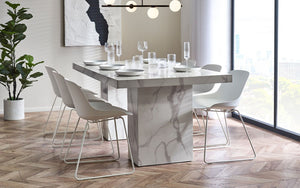 Rome Dining Table Marble Effect - Black or White - Chair Option Available