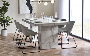 Rome Dining Table Marble Effect - Black or White - Chair Option Available