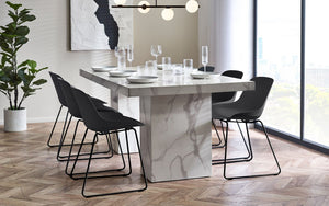 Rome Dining Table Marble Effect - Black or White - Chair Option Available