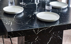 Rome Dining Table Marble Effect - Black or White - Chair Option Available