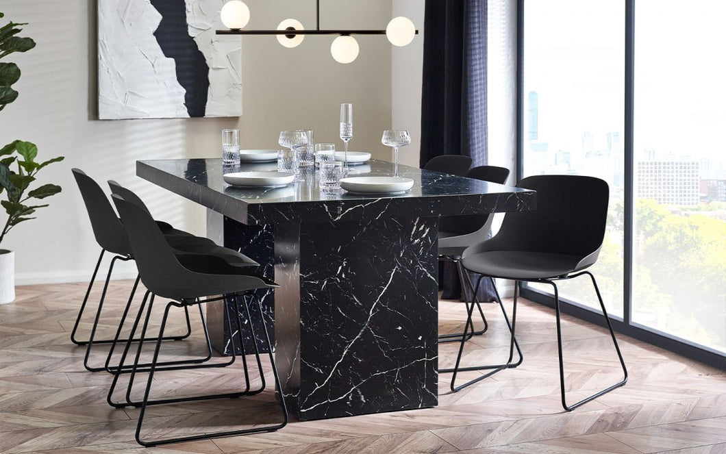 Rome Dining Table Marble Effect - Black or White - Chair Option Available