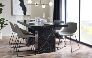 Rome Dining Table Marble Effect - Black or White - Chair Option Available