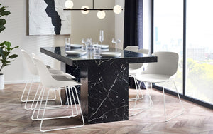 Rome Dining Table Marble Effect - Black or White - Chair Option Available