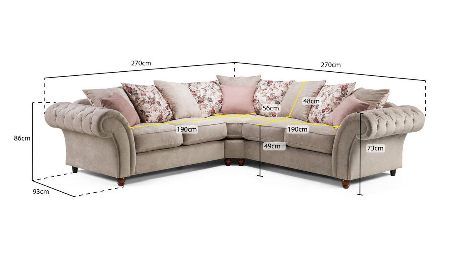 Roma Chestefield Beige Sofa - Available Corner, 3,2 & Armchair