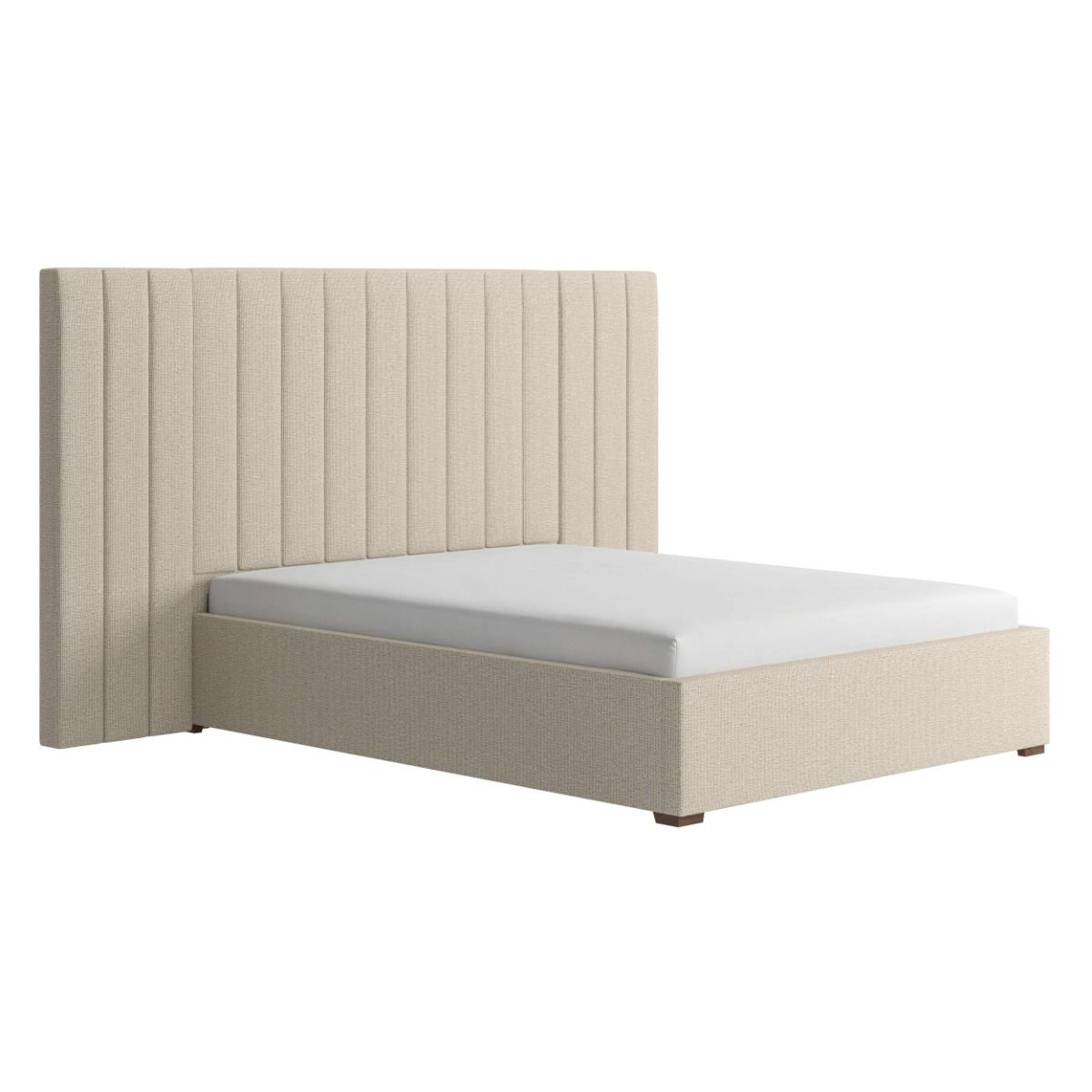 Rosita Hotel Bed With Wide Panelled Headboard Cream - Available in Double & Kingsizes - Mattress Options