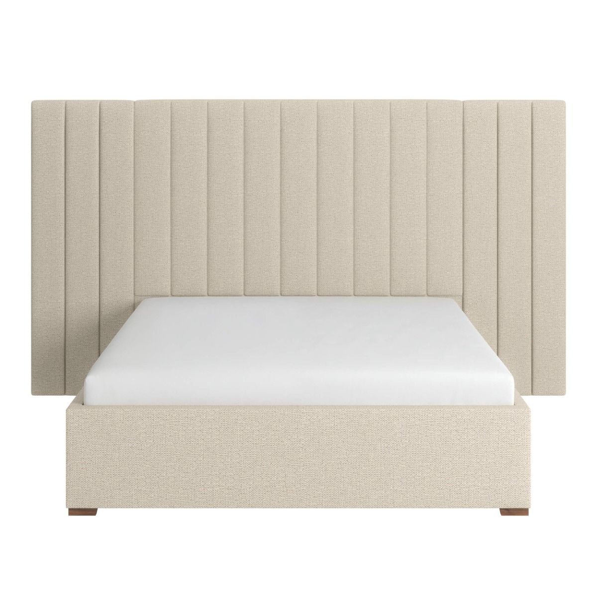 Rosita Hotel Bed With Wide Panelled Headboard Cream - Available in Double & Kingsizes - Mattress Options