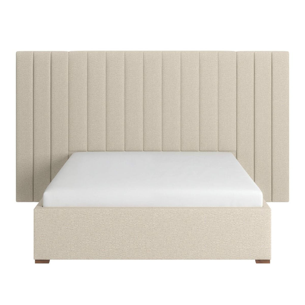 Rosita Hotel Bed With Wide Panelled Headboard Cream - Available in Double & Kingsizes - Mattress Options