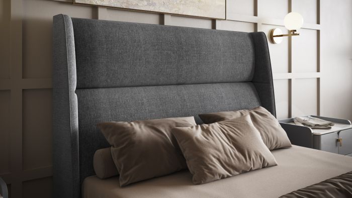 Rumba Ottoman Fabric Bed Grey - Available in Double Or KingSize