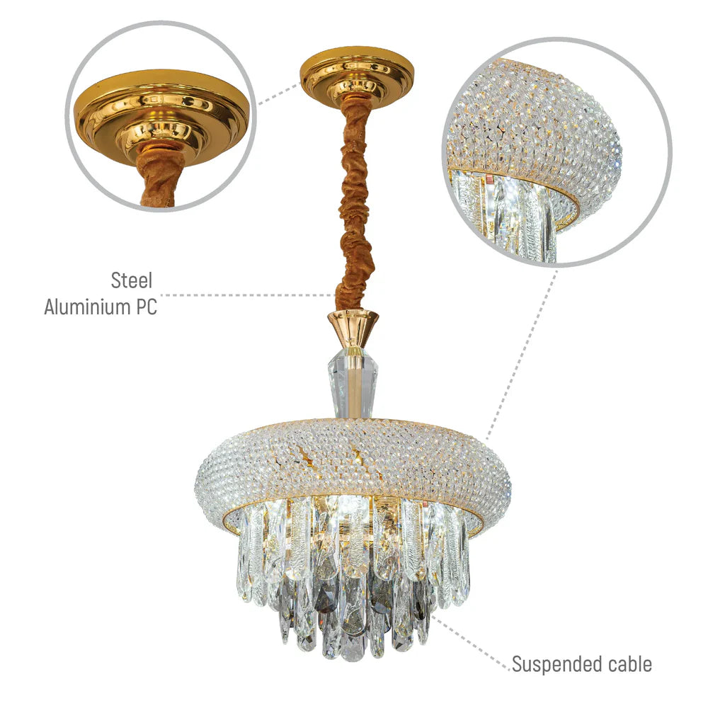 Mars Gold Antique Brass Metal and Crystal Chandelier Ceiling Light E14 Small, Medium or Large - 3 Sizes Available