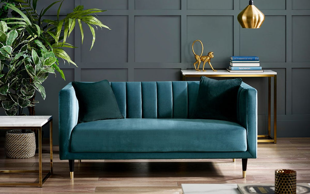 Stylish Salma Sofa Scalloped Back - Teal or Grey Options - Available in 3, 2 Seater & Arm Chair