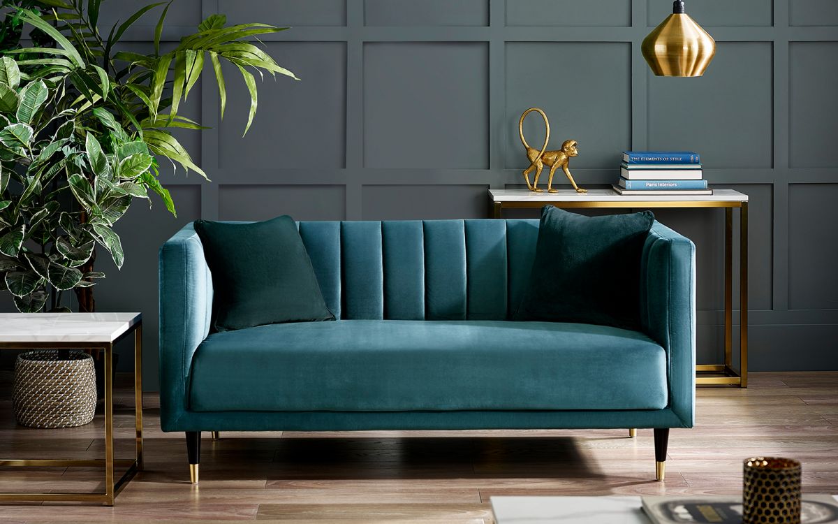 Stylish Salma Sofa Scalloped Back - Teal or Grey Options - Available in 3, 2 Seater & Arm Chair