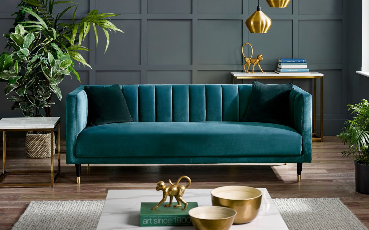 Stylish Salma Sofa Scalloped Back - Teal or Grey Options - Available in 3, 2 Seater & Arm Chair