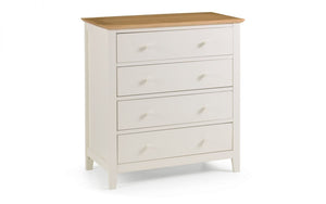Salerno 2-Tone Bedroom Range - 4 Drawer Chest and 1 Drawer Bedside Ivory & Oak