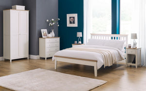 Salerno 2-Tone Bedroom Range - 4 Drawer Chest and 1 Drawer Bedside Ivory & Oak