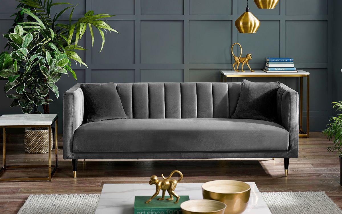 Stylish Salma Sofa Scalloped Back - Teal or Grey Options - Available in 3, 2 Seater & Arm Chair