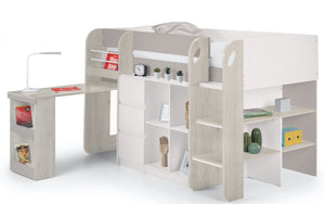 Kids Saturn Midsleeper - Available in White & Charcoal or Taupe - Mattress Option