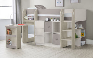 Kids Saturn Midsleeper - Available in White & Charcoal or Taupe - Mattress Option