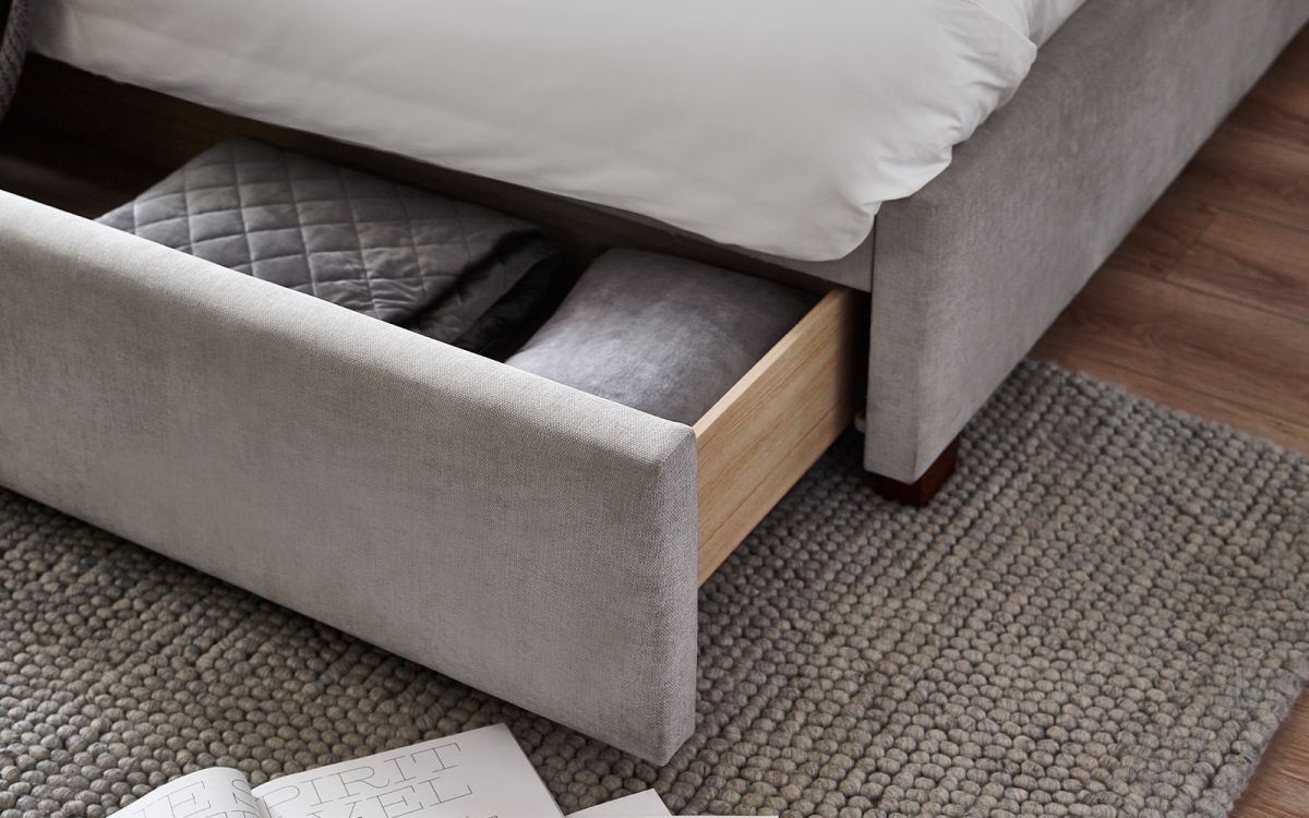 Savannah Bed With One Drawer - Grey - Available in Double or Kingsize
