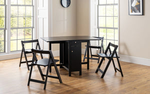 Savoy dining Set (Drop Leaf Table & x4 Chairs) - Colour Options: White Natural, Light Grey, Light Oak or Black