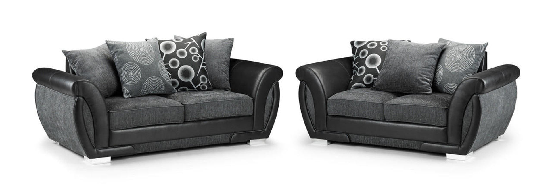 Shannon Black/Grey Sofa - Available Corner, 3 Seater, 2 Seater, Swivel Chair & Armchair